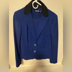 New York & Company Royal Blue Blazer with Black Collar
